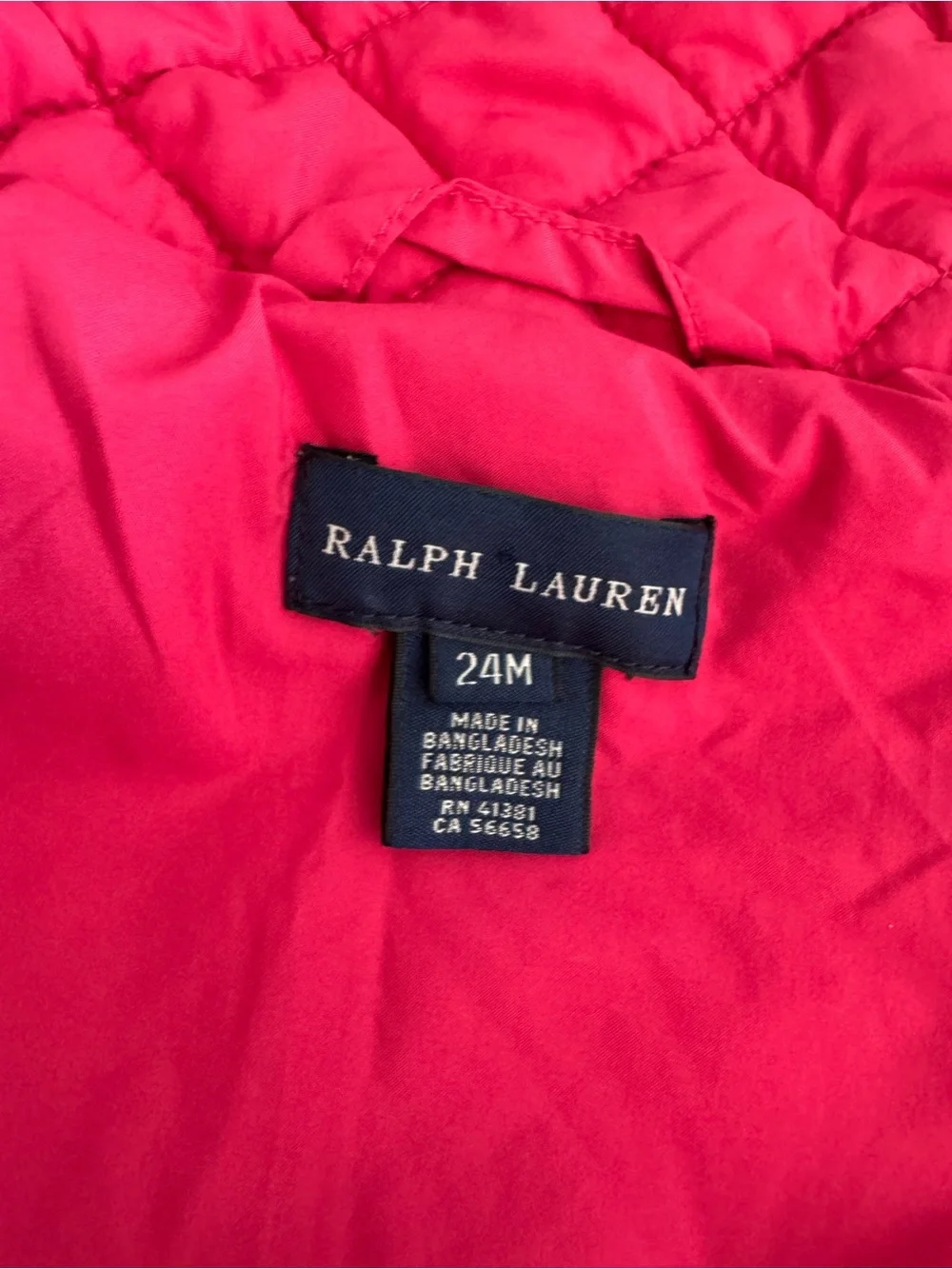 Ralph Lauren Girls Quilted Pink Jacket